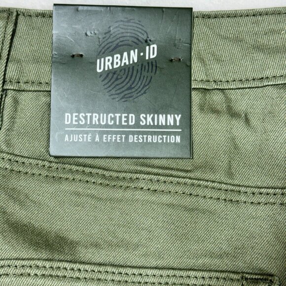 Urban ID Men's 34 Green Distressed Destructed Skinny Jeans - Casual Denim Bottom - Picture 4 of 13